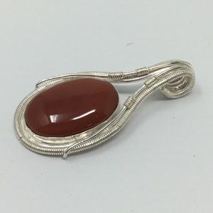 925 Sterling Silver & Carnelian Agate Pendant